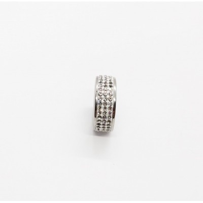 Ασημί Ατσάλινο δαχτυλίδι με τριπλή σειρά διάφανα ζιργκόν