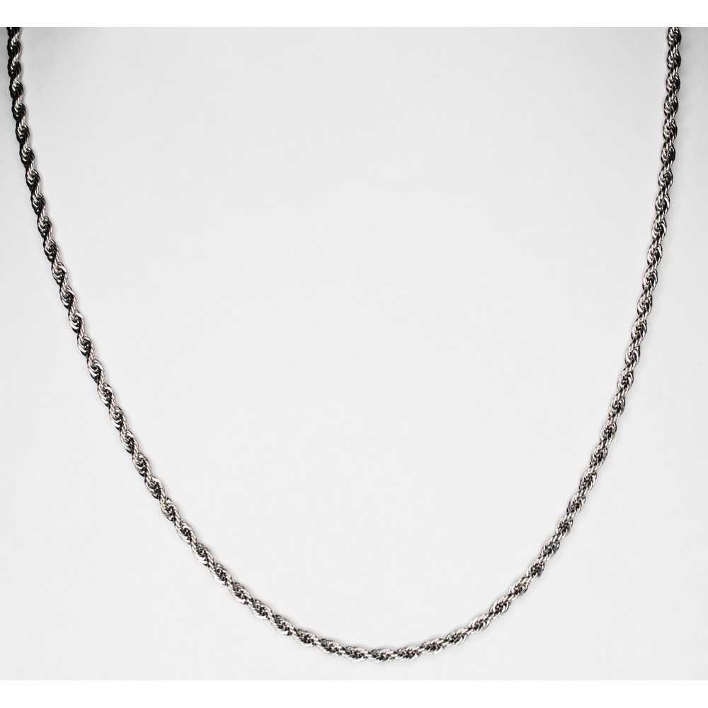 UNISEX μοντέρνα αλυσίδα λαιμού τύπου Rope από ασημί ατσάλι Κολιέ