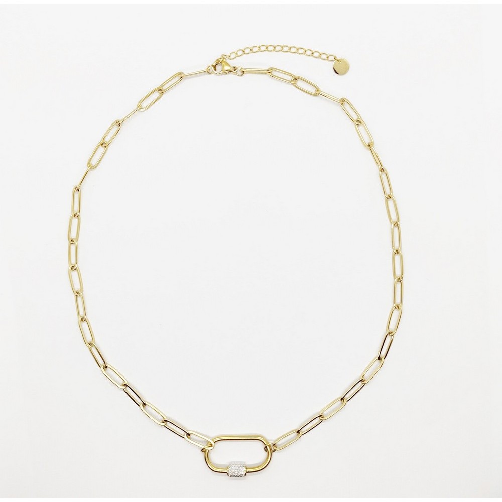 Necklace with Modern chain, made of steel and gold cross Necklace