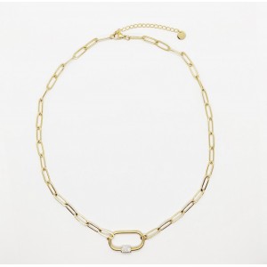 Necklace with Modern chain, made of steel and gold cross Necklace