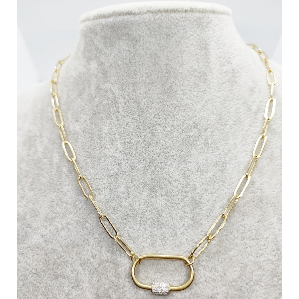 Necklace with Modern chain, made of steel and gold cross Necklace