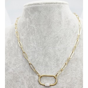 Necklace with Modern chain, made of steel and gold cross Necklace