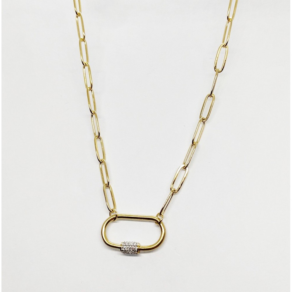 Necklace with Modern chain, made of steel and gold cross Necklace