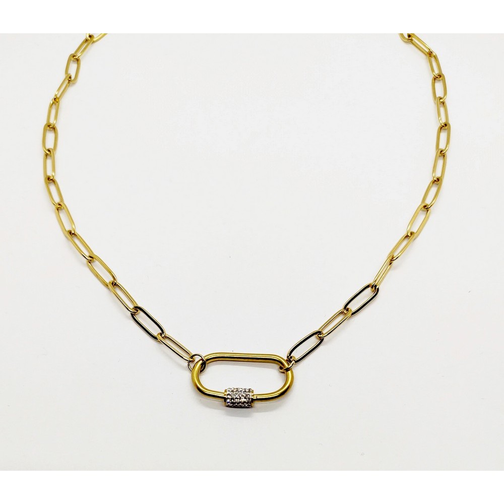 Necklace with Modern chain, made of steel and gold cross Necklace