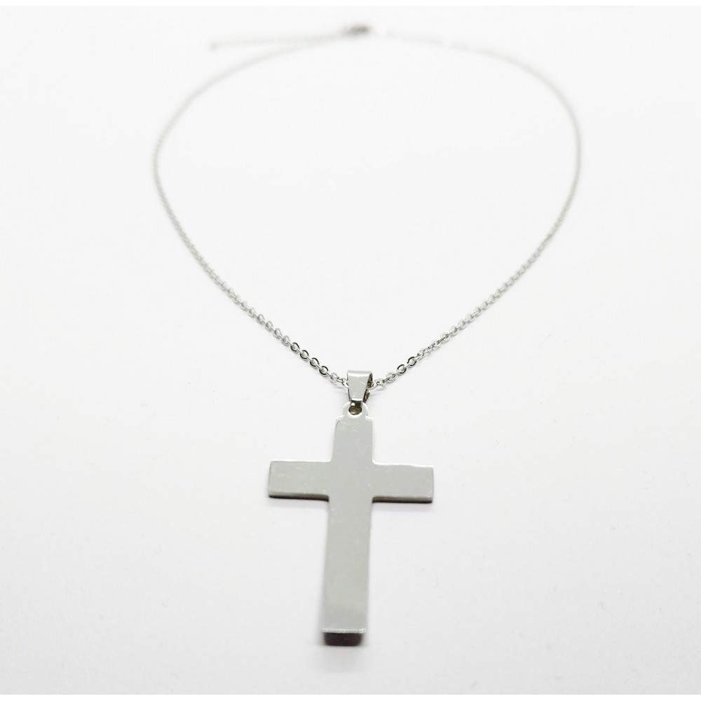 Chain with polished stainless steel cross