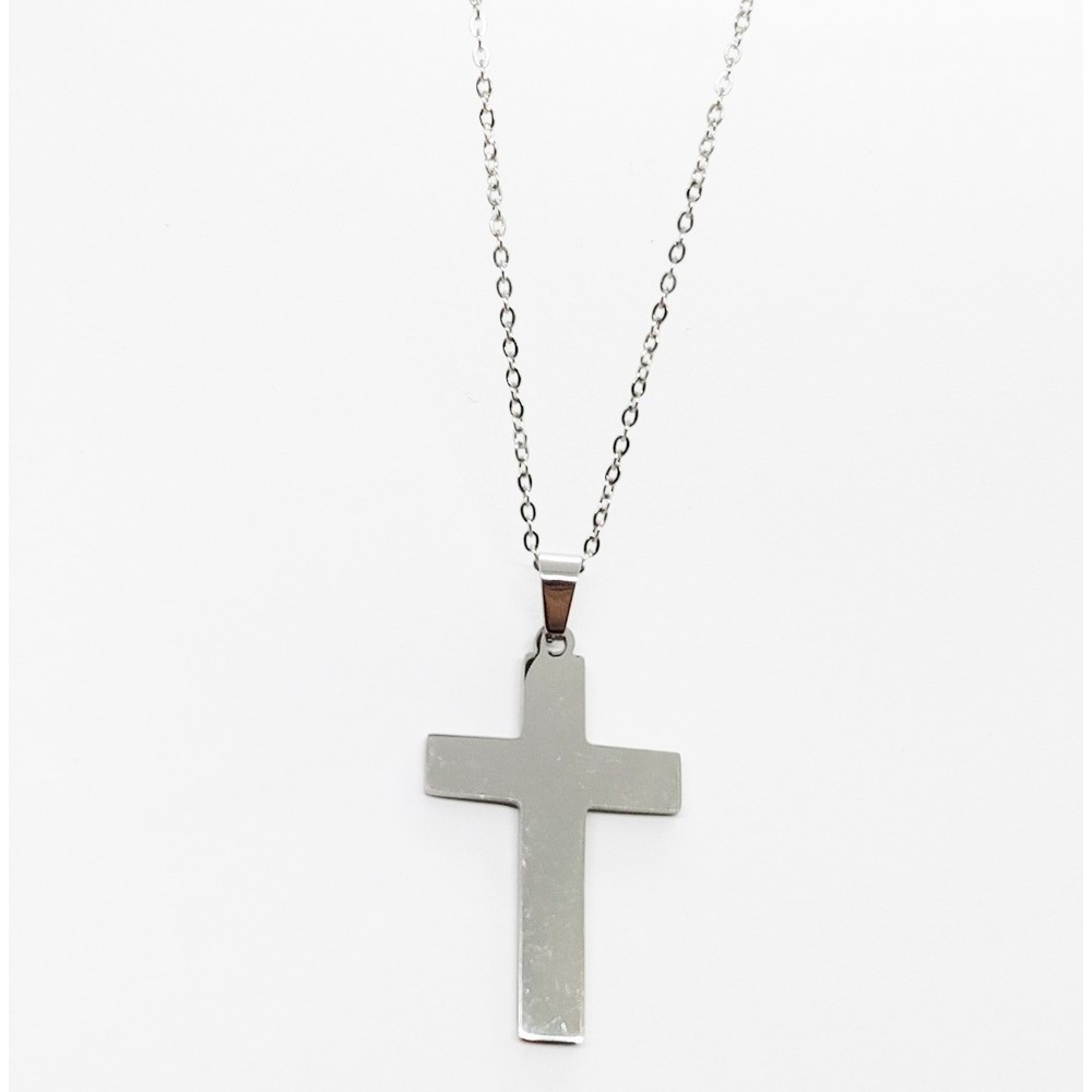 Chain with polished stainless steel cross