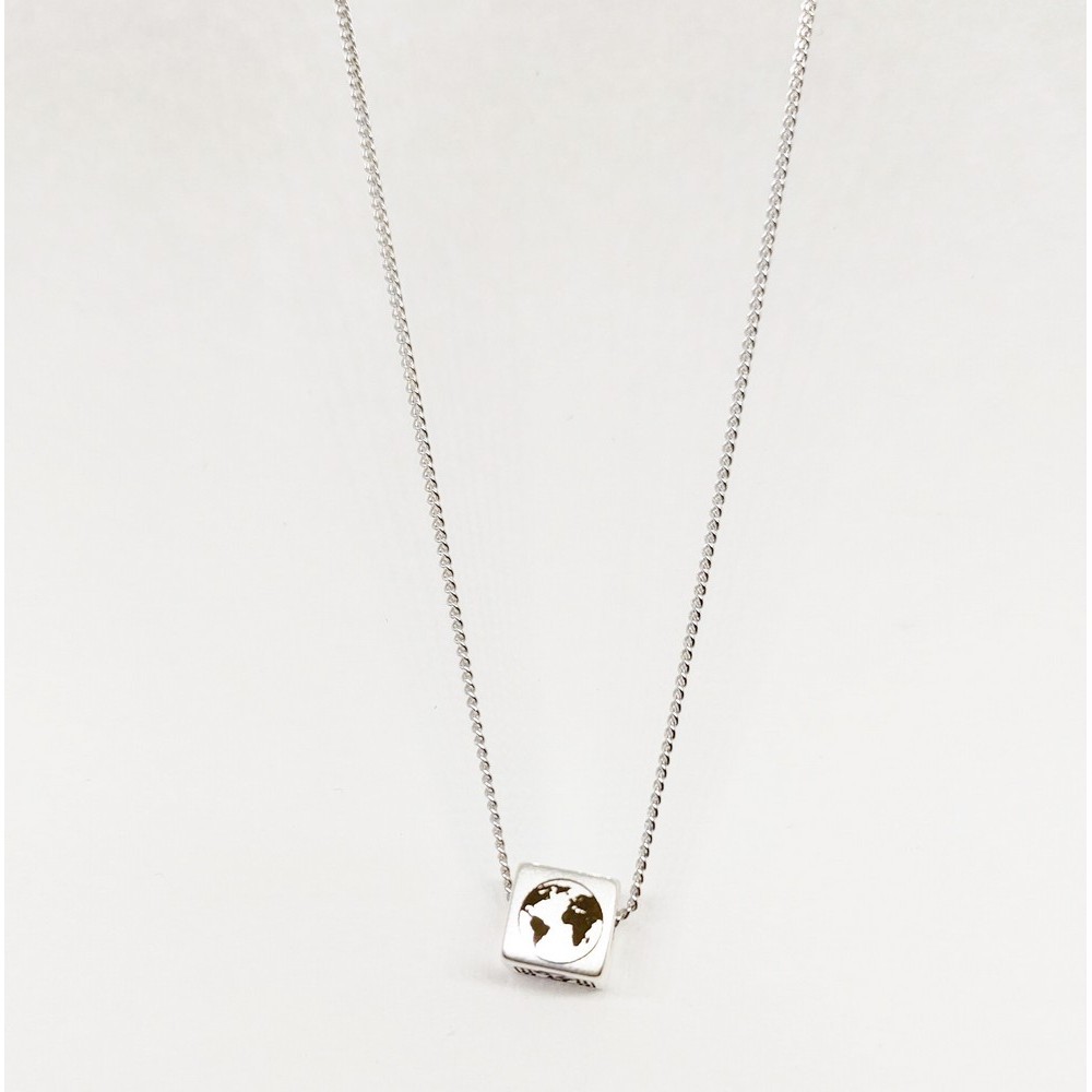 Necklace made of silver steel with green transparent stone Necklace