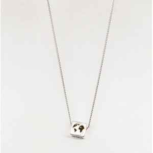 Necklace made of silver steel with green transparent stone Necklace