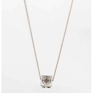 Necklace made of silver steel with green transparent stone Necklace