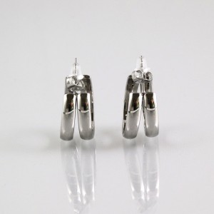 Small double hoop earrings in silver stainless steel Small double hoop earrings in silver stainless steel