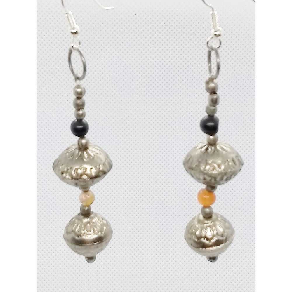 Σκουλαρίκια μακριά με αλπακά και αχάτη σε Boho style Σκουλαρίκια