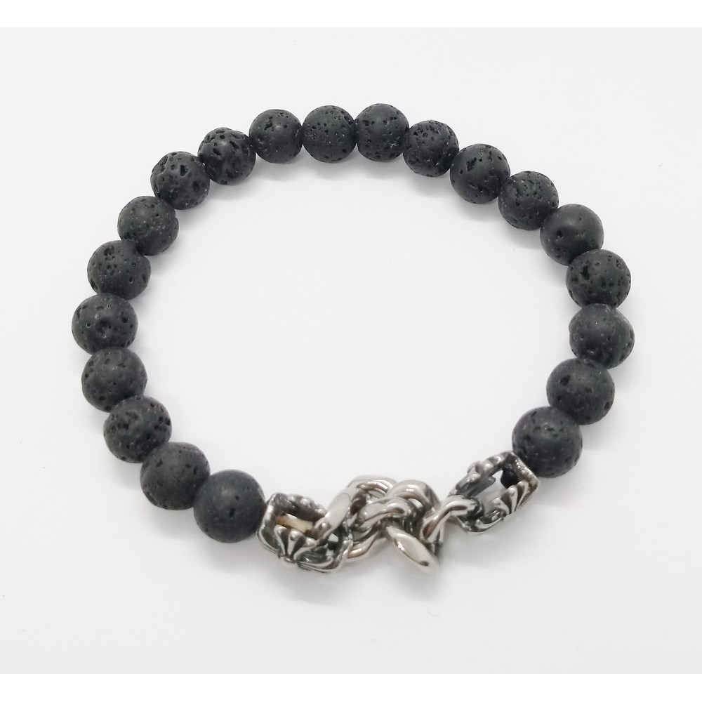 Bracelet made of natural lava and  stainless steel Bracelets