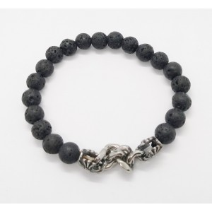 Bracelet made of natural lava and  stainless steel Bracelets