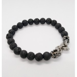 Bracelet made of natural lava and  stainless steel Bracelets