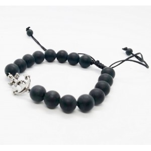 Bracelet with black beads and stainless steel anchor Bracelets