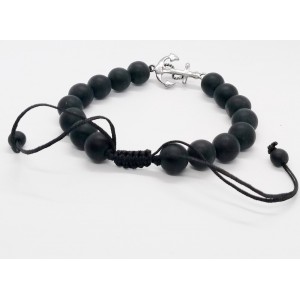 Bracelet with black beads and stainless steel anchor Bracelets