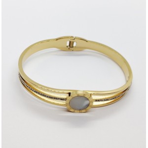 Gold stainless steel handcuff bracelet with rhombus and rhinestone Gold stainless steel handcuff bracelet with rhombus and rhinestone
