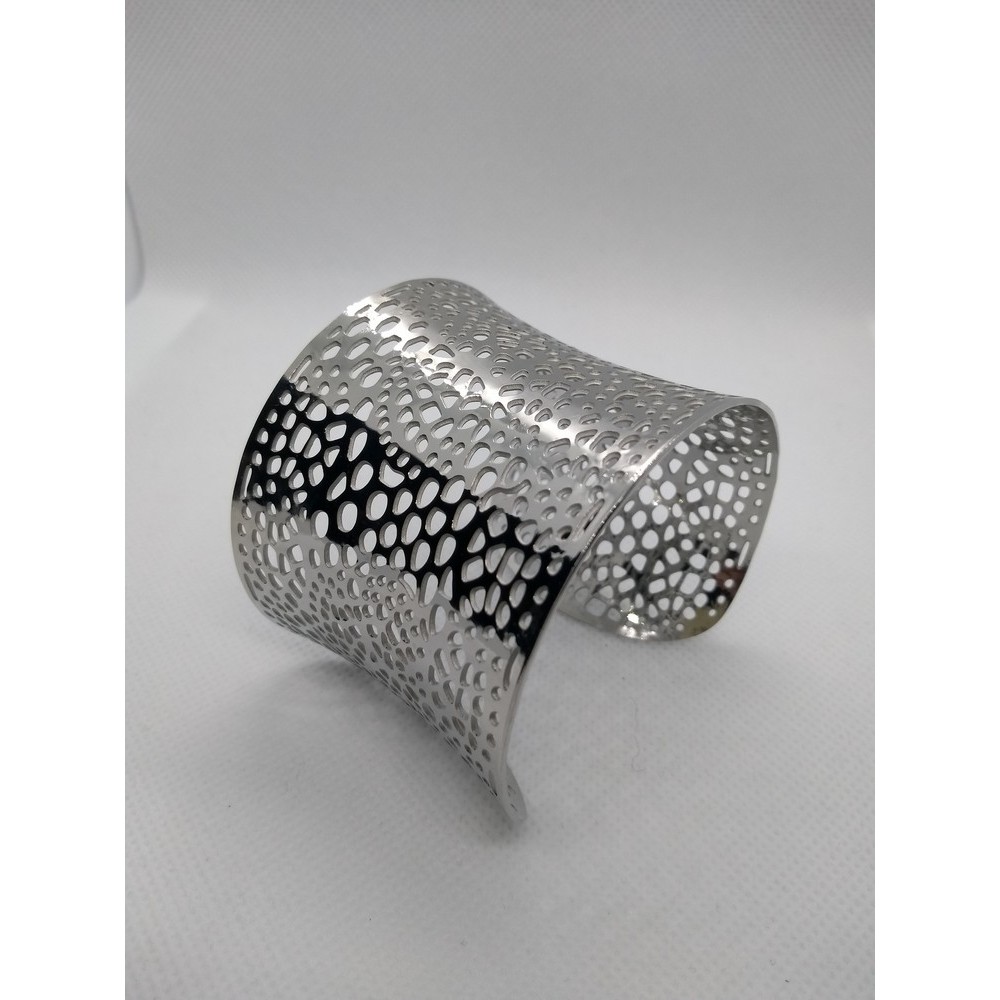 Γυναικείο εντυπωσιακό βραχιόλι χειροπέδα από ασημί ανοξείδωτο ατσάλι Βραχιόλια