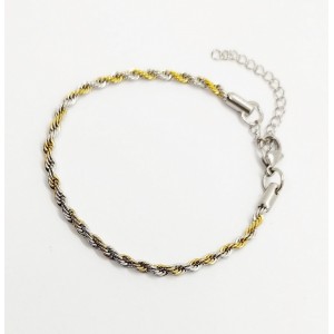Unisex βραχιόλι αλυσίδα τύπου Rope από ασημί και χρυσό ατσάλι