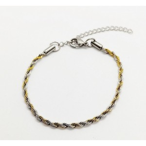 Unisex βραχιόλι αλυσίδα τύπου Rope από ασημί και χρυσό ατσάλι